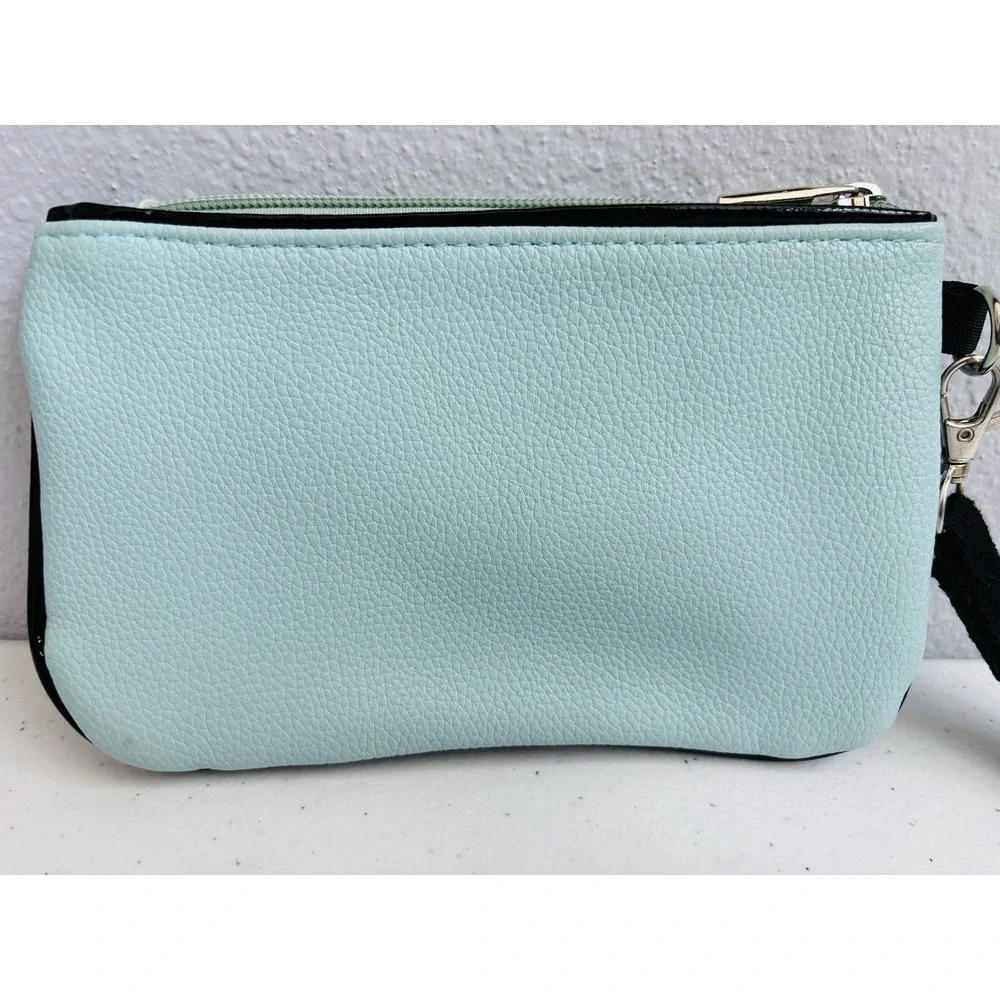 Sleepyville Critters Light Blue Rainbow‎ Unicorn Zipper Handbag with Wrist Strap